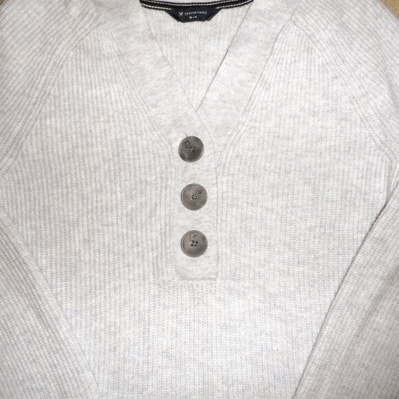 Denver Hayes Light Gray Button-Up V-Neck sweater - Sz M - Picture 8 of 9
